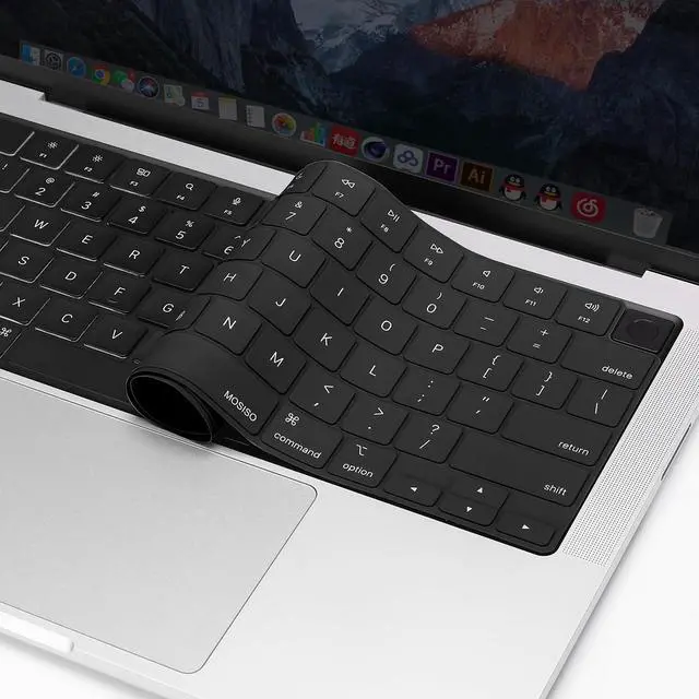 Alt view image 7 of 7 - Keyboard Cover with Solid Texture Compatible with MacBook Air 15 inch M3 A3114 M2 A2941/Air 13.6 A3113 A2681/Pro 14/16 M4 M3 M2 M1, Black