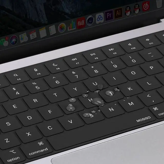 Alt view image 6 of 7 - Keyboard Cover with Solid Texture Compatible with MacBook Air 15 inch M3 A3114 M2 A2941/Air 13.6 A3113 A2681/Pro 14/16 M4 M3 M2 M1, Black