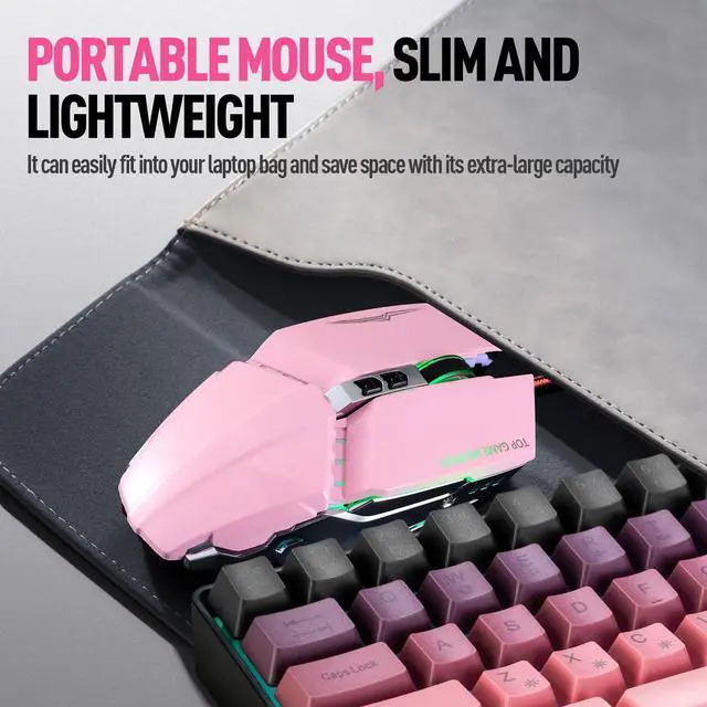 Alt view image 4 of 7 - Wired 60% Gaming Keyboard and Mouse Combo, Ultra-Compact 61 Keys RGB Backlit Mini Keyboard, Lightweight 3200 DPI Optical, Wired Gaming Set for Windows,PC, MAC PS5 Xbox Gamer(BlackBerry Pink)