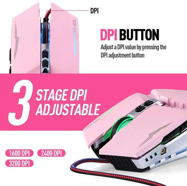 Alt view image 7 of 7 - Wired 60% Gaming Keyboard and Mouse Combo, Ultra-Compact 61 Keys RGB Backlit Mini Keyboard, Lightweight 3200 DPI Optical, Wired Gaming Set for Windows,PC, MAC PS5 Xbox Gamer(BlackBerry Pink)