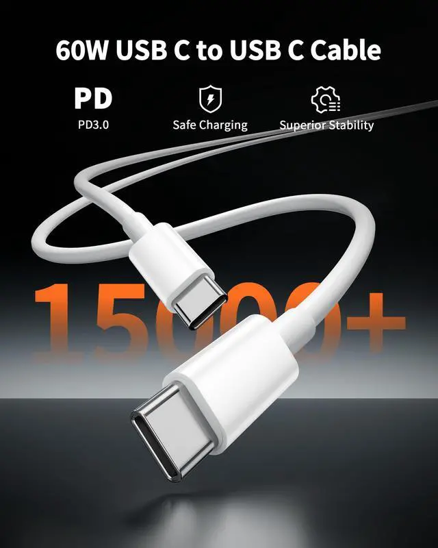 Alt view image 5 of 6 - iPhone 17 16 15 Charger Fast Charging, 2-Pack 45W Dual Port USB C Super Fast Charger Block with 10FT Long Type C Cable Cord for iPhone 17/17 Pro Max/16/15 Pro Max/Plus, iPad Power Adapter Cube
