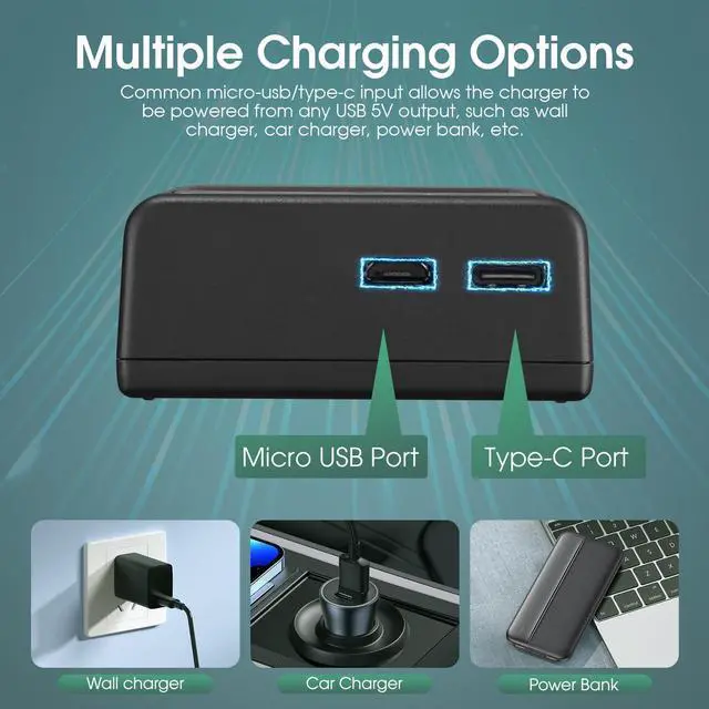 Alt view image 5 of 7 - EN-EL3e Battery 2-Pack 2200mAh and Dual USB Charger Compatible with Nikon D50, D70, D70s, D80, D90, D100, D200, D300, D300S, D700 Digital SLR Cameras
