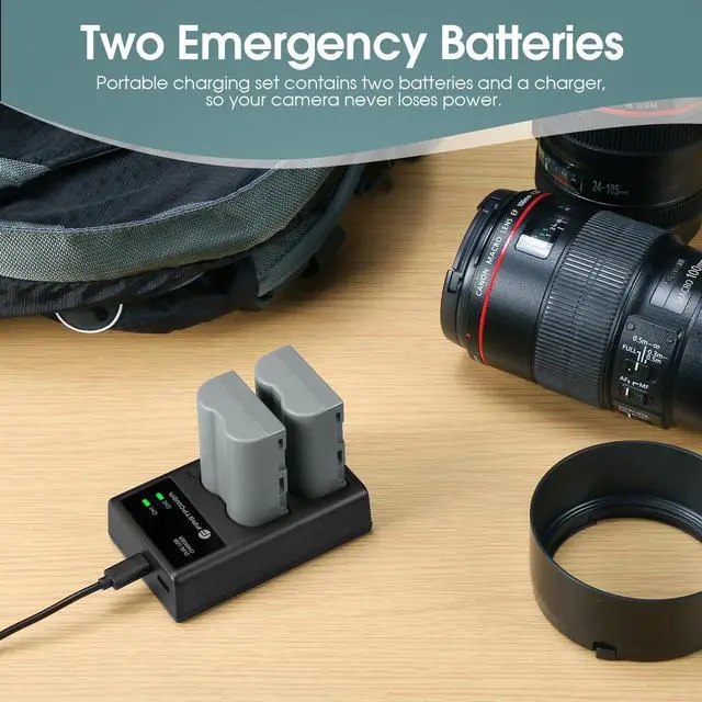 Alt view image 6 of 7 - EN-EL3e Battery 2-Pack 2200mAh and Dual USB Charger Compatible with Nikon D50, D70, D70s, D80, D90, D100, D200, D300, D300S, D700 Digital SLR Cameras