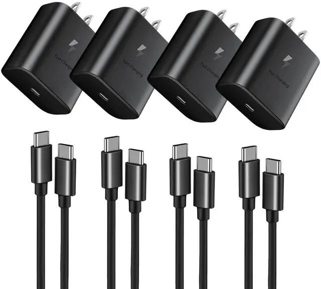 Main image of 45W Super Fast Charger,USB C Port Adapter,Wall-Mounted Cube Charging Block,Type-c Mobile Phone Charger with C to C Cable is Suitable for Samsung S25/S24/S23/S22/S21,Galaxy,and More.(black, 4-pack-45w)