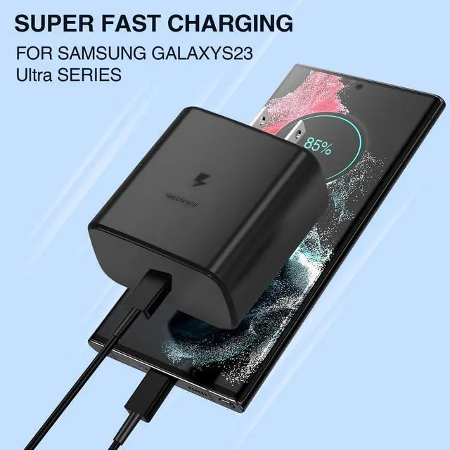 Alt view image 2 of 7 - 45W Super Fast Charger,USB C Port Adapter,Wall-Mounted Cube Charging Block,Type-c Mobile Phone Charger with C to C Cable is Suitable for Samsung S25/S24/S23/S22/S21,Galaxy,and More.(black, 4-pack-45w)
