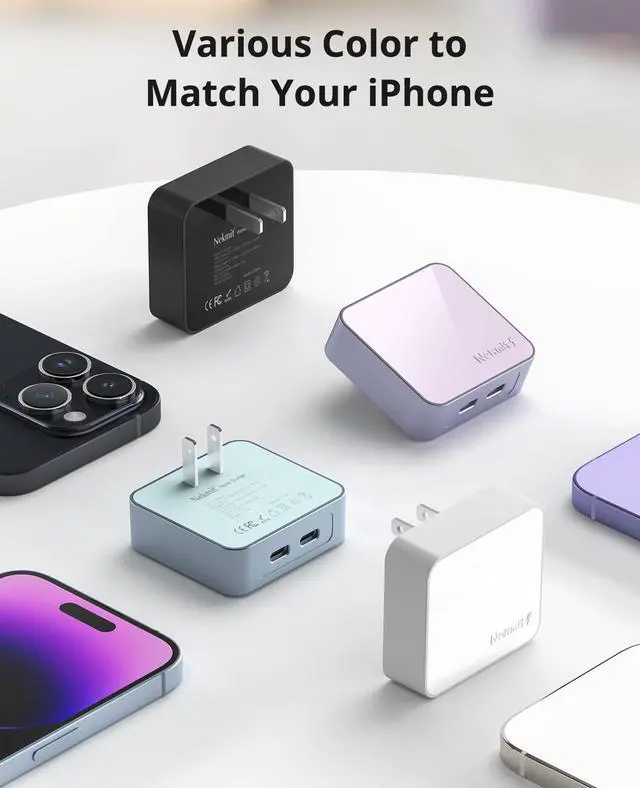 Alt view image 7 of 7 - Dual Port USB C Wall Charger, 40W PD Fast Charging USB C Wall Plug Adapter, Flat Thin Slim Charger Block for iPhone 17/17 Pro/17 Pro Max, Galaxy, MacBook Air, iPad, AirPods and More