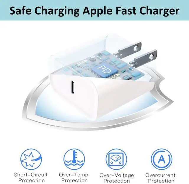 Alt view image 5 of 7 - iPhone Fast Charger, iPhone Charger Fast Charging 2Pack PD 6FT Type C Quick USB C to Lightning Cable Cord Fast Charger iPhoneUSB C Wall Block Plug for iPhone14 13 12 11 Pro Max XR XS X, iPad, AirPods