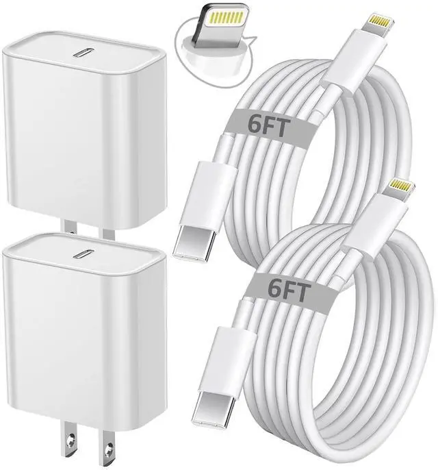 Main image of iPhone Fast Charger, iPhone Charger Fast Charging 2Pack PD 6FT Type C Quick USB C to Lightning Cable Cord Fast Charger iPhoneUSB C Wall Block Plug for iPhone14 13 12 11 Pro Max XR XS X, iPad, AirPods