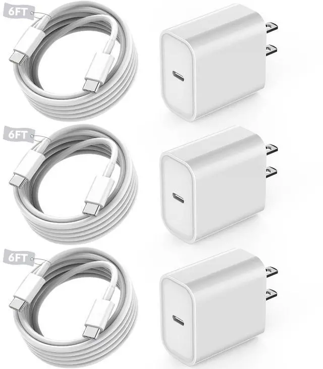Main image of Fast USB C Charger Block,3Pack Long 6FT USBC to USBC Cable iPad Cord 20W iPhone 17 Pro Max Charger Travel Plug Fast Charging for iPhone 17/17 Air/17 Pro/16/16e/16 Pro/16Plus/15/15Pro/Pro Max/Plus,iPad