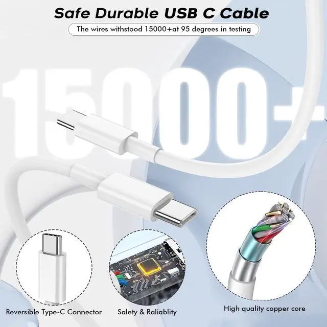Alt view image 6 of 7 - Fast USB C Charger Block,3Pack Long 6FT USBC to USBC Cable iPad Cord 20W iPhone 17 Pro Max Charger Travel Plug Fast Charging for iPhone 17/17 Air/17 Pro/16/16e/16 Pro/16Plus/15/15Pro/Pro Max/Plus,iPad