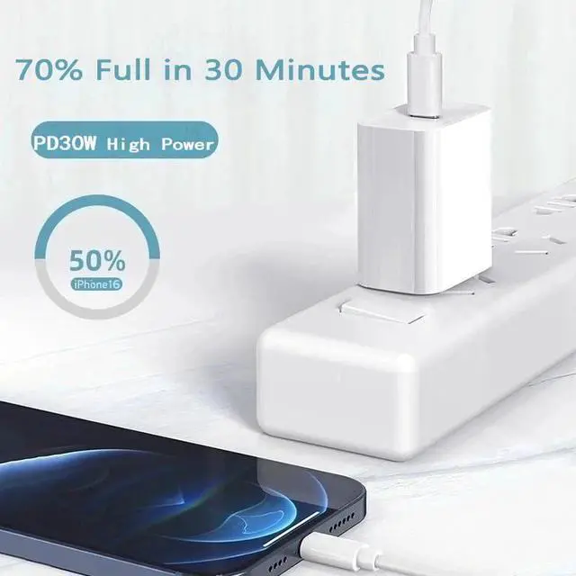 Alt view image 3 of 7 - iPhone 17 Charger iPhone 16 15 Fast Charging 30W USB C Charger Block Type C Chargers 2 Pack 6FT Cord with iPhone 17/17 Plus/17 Pro/16 Pro Max/16/16 Plus/16 Pro/16 Pro Max/iPhone 15/15 Pro Max