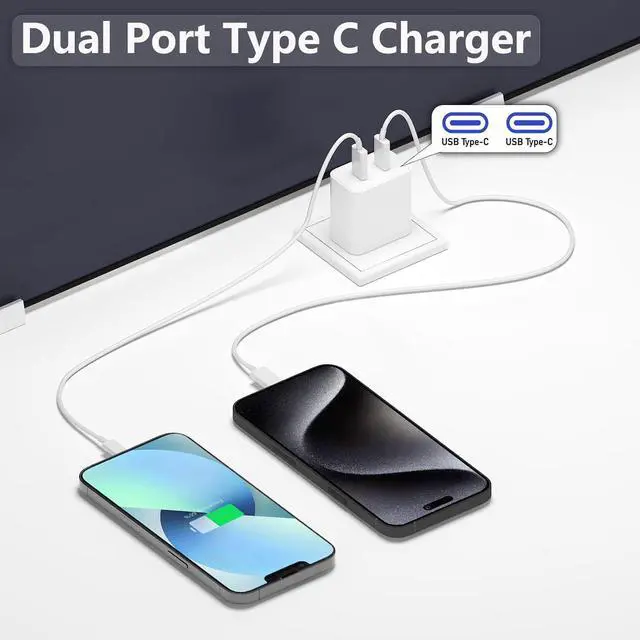 Alt view image 2 of 6 - USBC Charger Block 30W 4-Piece Set, Dual-Port USB C Fast Charger Compatible with iPhone 17/16/15 Portable Type-C Wall Charger