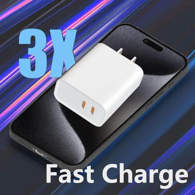 Alt view image 3 of 6 - USBC Charger Block 30W 4-Piece Set, Dual-Port USB C Fast Charger Compatible with iPhone 17/16/15 Portable Type-C Wall Charger