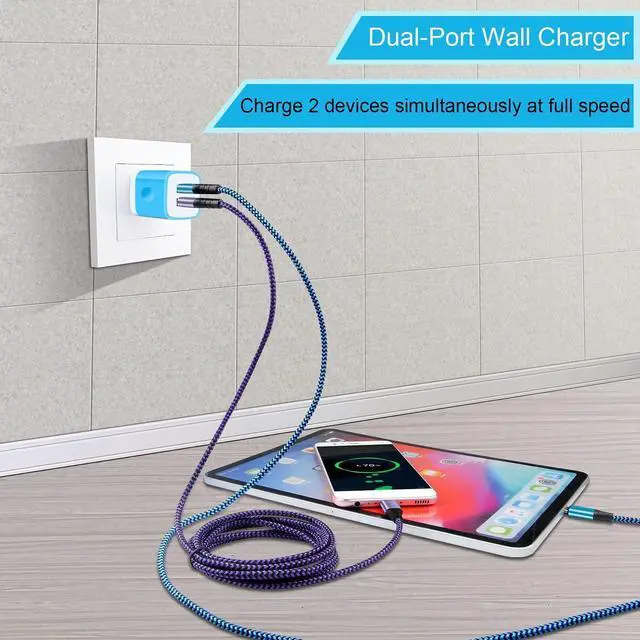 Alt view image 2 of 7 - USB Type C Charger Plug Dual Port Fast Wall Charger Phone Charging Block with 2Pack 6Ft C Cable for Samsung Galaxy S26 S25 S24 S23 S22 S21 S20 A16 A54 A53 A23,iPhone 17 16 15,Google Pixel 10 9 8 7 Pro