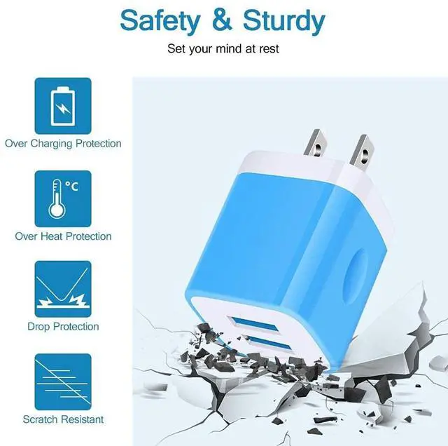 Alt view image 4 of 7 - USB Type C Charger Plug Dual Port Fast Wall Charger Phone Charging Block with 2Pack 6Ft C Cable for Samsung Galaxy S26 S25 S24 S23 S22 S21 S20 A16 A54 A53 A23,iPhone 17 16 15,Google Pixel 10 9 8 7 Pro