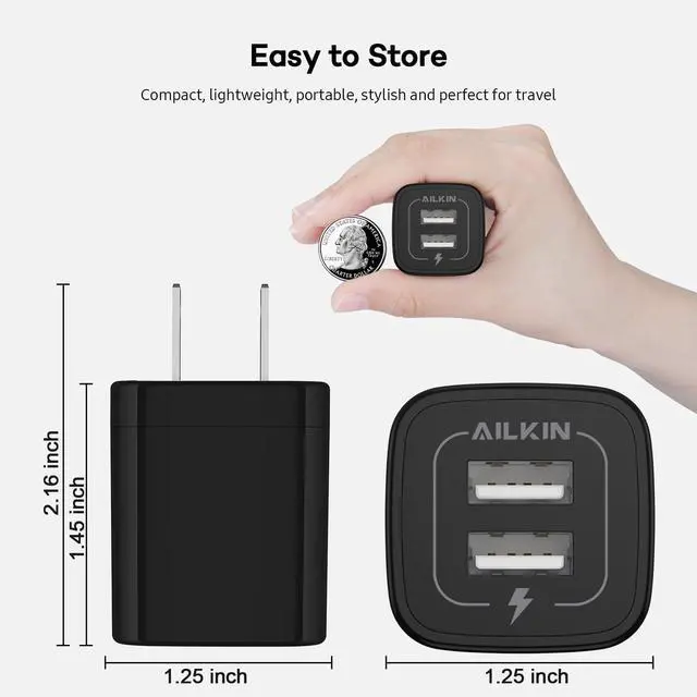 Alt view image 5 of 7 - USB MultiPort Charging Block, Wall Plug Station, Home Travel Charger Cube, Wall Charger Brick, Rapid Charging Adapter, Fast Android Charge Replacement for iPad/iPhone/iPod/Samsung Box