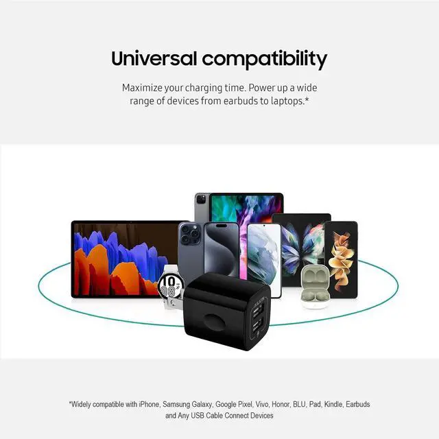 Alt view image 7 of 7 - USB MultiPort Charging Block, Wall Plug Station, Home Travel Charger Cube, Wall Charger Brick, Rapid Charging Adapter, Fast Android Charge Replacement for iPad/iPhone/iPod/Samsung Box
