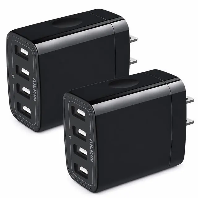 Main image of USB Wall Charger, 2-Pack 4.8A 4-Port USB Plug Cube Brick Charging Box Wall Charger Plug, Charging Block for iPhone 17 16 15 14 13 Pro Max 12 11Pro Max/XR Plus, Samsung Galaxy S23 S22 S21