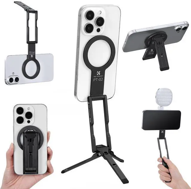Main image of PT02 7mm 59g Magnetic Phone Stand, Foldable Selfie Stick for iPhone, Dual-Sided Magnets Mini Tripod Pocket Cell Phone Stand with Hook, Compatible with iPhone 17-12 Series Android Phones