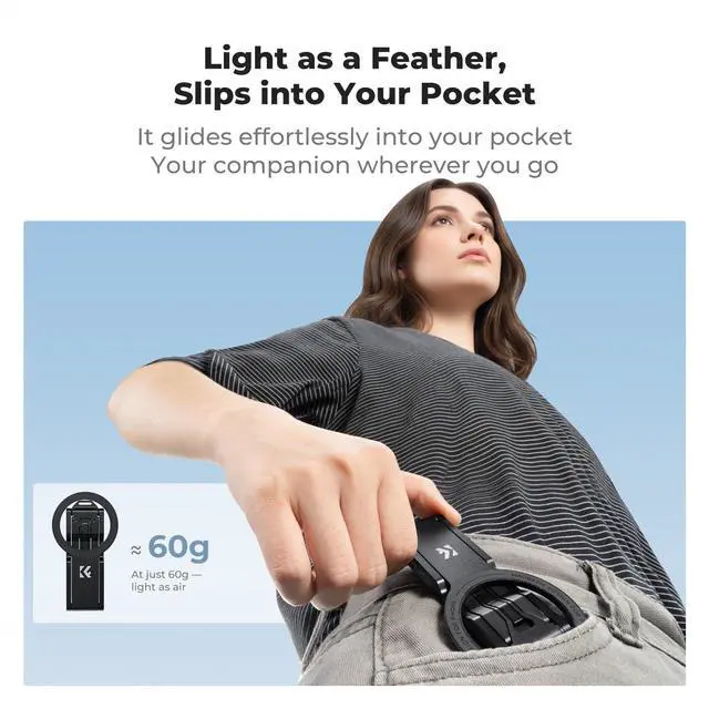 Alt view image 3 of 7 - PT02 7mm 59g Magnetic Phone Stand, Foldable Selfie Stick for iPhone, Dual-Sided Magnets Mini Tripod Pocket Cell Phone Stand with Hook, Compatible with iPhone 17-12 Series Android Phones