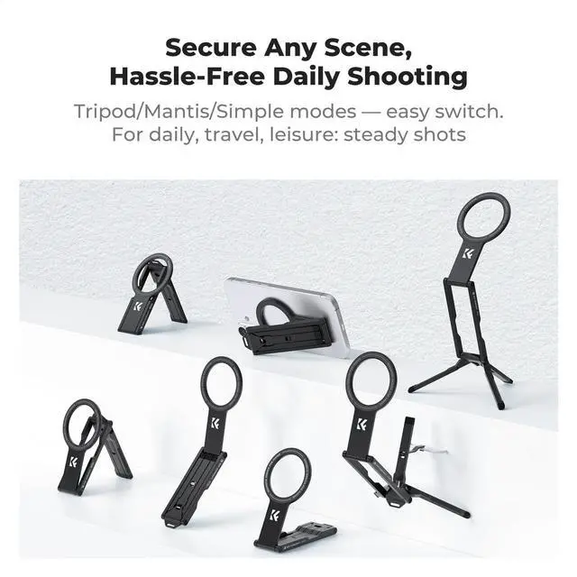 Alt view image 4 of 7 - PT02 7mm 59g Magnetic Phone Stand, Foldable Selfie Stick for iPhone, Dual-Sided Magnets Mini Tripod Pocket Cell Phone Stand with Hook, Compatible with iPhone 17-12 Series Android Phones