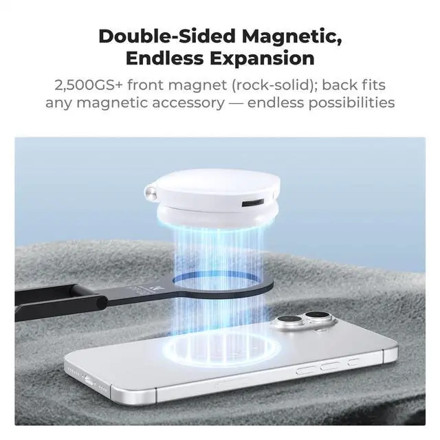 Alt view image 6 of 7 - PT02 7mm 59g Magnetic Phone Stand, Foldable Selfie Stick for iPhone, Dual-Sided Magnets Mini Tripod Pocket Cell Phone Stand with Hook, Compatible with iPhone 17-12 Series Android Phones