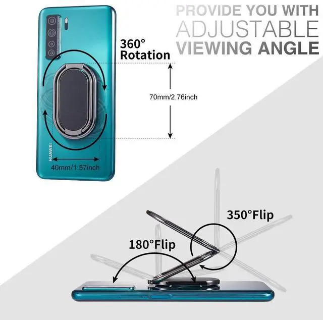 Alt view image 3 of 6 - Phone Ring Holder Finger Kickstand Foldable Cellphone Stand 360° Rotation Metal Ring Grip Holder for Magnetic Car Mount Compatible with iPhone Samsung All Smartphone
