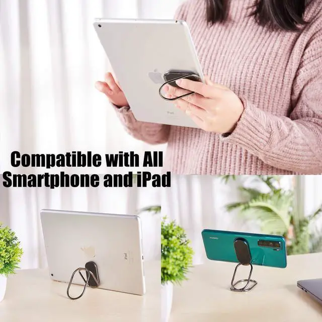 Alt view image 5 of 6 - Phone Ring Holder Finger Kickstand Foldable Cellphone Stand 360° Rotation Metal Ring Grip Holder for Magnetic Car Mount Compatible with iPhone Samsung All Smartphone