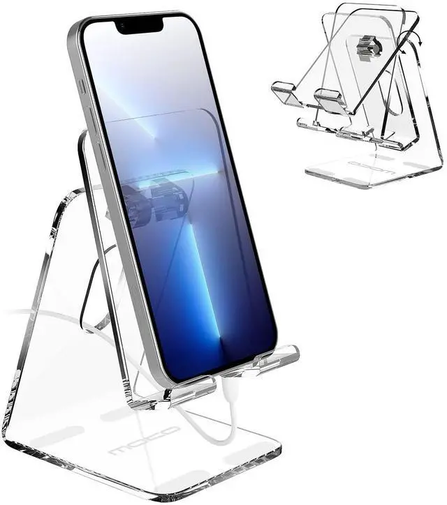 Main image of Acrylic Tablet Stand, Adjustable Angle Phone Stand for Desk, Fit with iPhone 17/17 Air/17 Pro/17 Pro Max, iPhone 16/Pro/Pro Max/Plus, iPhone 15/Pro/Pro Max/Plus, iPhone 14/Pro/Pro Max/Plus, Clear