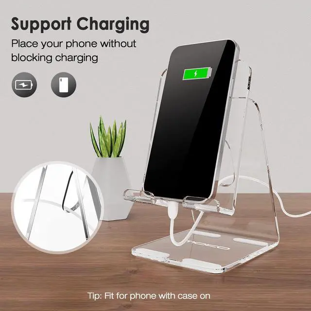 Alt view image 5 of 7 - Acrylic Tablet Stand, Adjustable Angle Phone Stand for Desk, Fit with iPhone 17/17 Air/17 Pro/17 Pro Max, iPhone 16/Pro/Pro Max/Plus, iPhone 15/Pro/Pro Max/Plus, iPhone 14/Pro/Pro Max/Plus, Clear