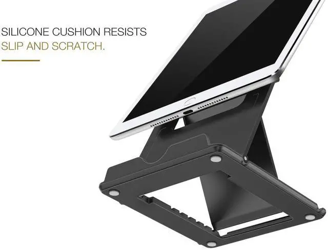 Alt view image 5 of 7 - Phone/Tablet Stand, Foldable Desktop Holder Fit with iPhone 11 Pro Max/11 Pro/11, iPhone Xs/Xs Max/Xr, iPhone SE, iPad Pro 11, 10.2 (8th Gen), Air 4 10.9, Air 3, Mini 5, Galaxy S20, Black (Large)