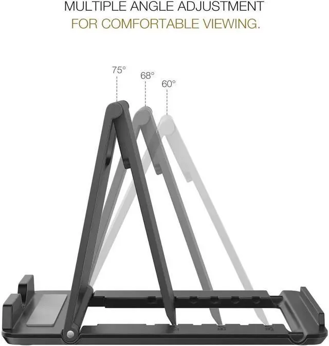 Alt view image 3 of 7 - Phone/Tablet Stand, Foldable Desktop Holder Fit with iPhone 11 Pro Max/11 Pro/11, iPhone Xs/Xs Max/Xr, iPhone SE, iPad Pro 11, 10.2 (8th Gen), Air 4 10.9, Air 3, Mini 5, Galaxy S20, Black (Large)