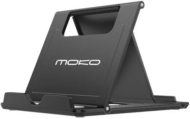 Main image of Phone/Tablet Stand, Foldable Desktop Holder Fit with iPhone 11 Pro Max/11 Pro/11, iPhone Xs/Xs Max/Xr, iPhone SE, iPad Pro 11, 10.2 (8th Gen), Air 4 10.9, Air 3, Mini 5, Galaxy S20, Black (Large)