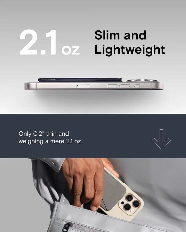 Alt view image 2 of 7 - Magnetic Wallet Stand Compatible with iPhone 17/16/15/14/13/12 Series, Angle Adjustment & Magsafe Compatible MOVAS Phone Stand,Navy Blue