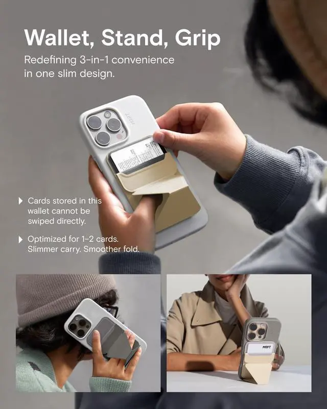 Alt view image 3 of 7 - Magnetic Wallet Stand Compatible with iPhone 17/16/15/14/13/12 Series, Angle Adjustment & Magsafe Compatible MOVAS Phone Stand,Navy Blue