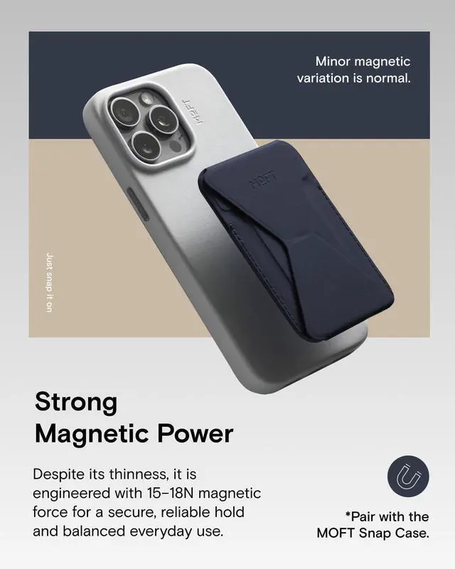 Alt view image 4 of 7 - Magnetic Wallet Stand Compatible with iPhone 17/16/15/14/13/12 Series, Angle Adjustment & Magsafe Compatible MOVAS Phone Stand,Navy Blue