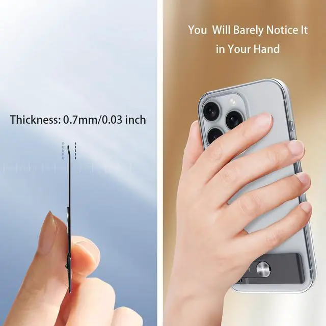 Alt view image 5 of 7 - Phone Slim Kickstand, Ultra Thin Vertical and Horizontal 360° Rotating Universal Steel Metal Stable Stand Pocket Friendly Sticky Holder for iPhone Samsung Cellphone Case (Black 2-Pack)