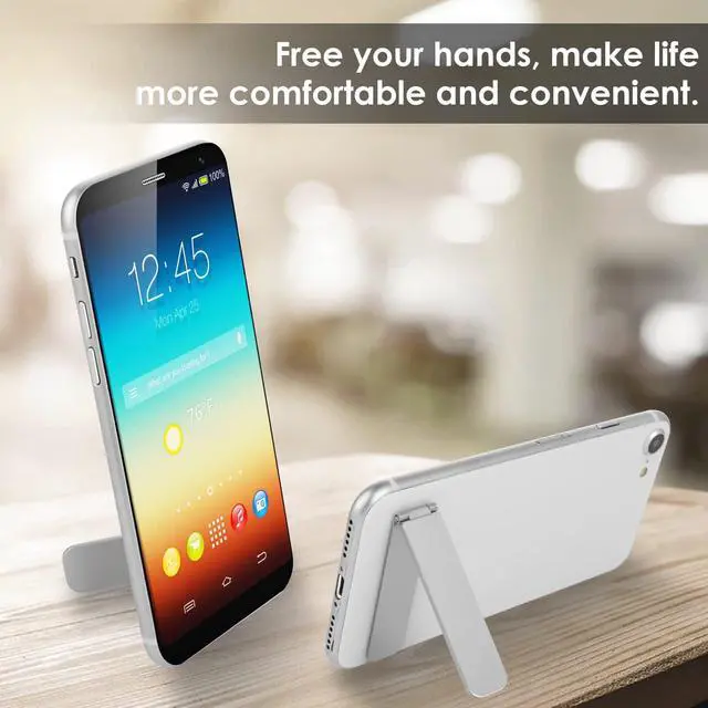 Alt view image 2 of 7 - Ultra-Thin Cell Phone Holder, Adjustable Mini Alloy Phone Kickstand Portable Foldable Phone Stand Adjustable Angle for Mobile Phone Tablet Universal Model (Silver)