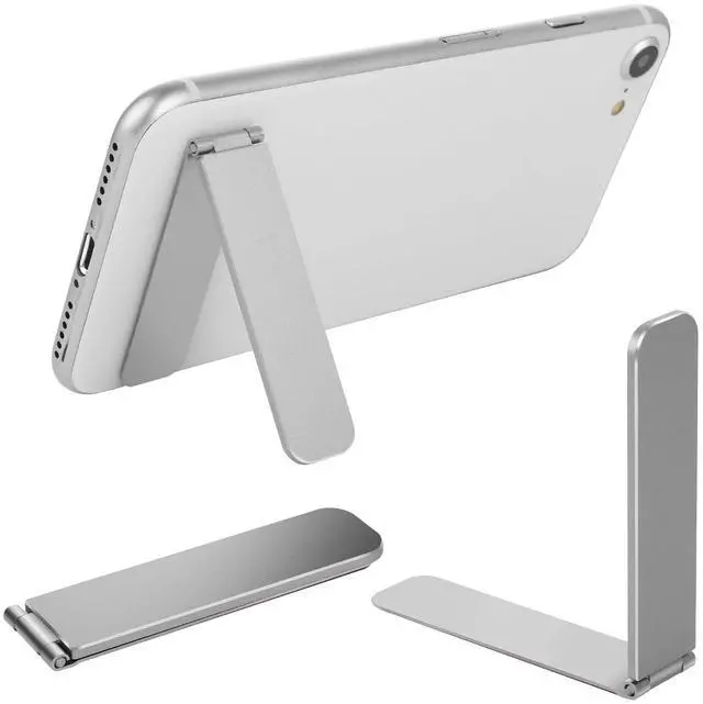 Main image of Ultra-Thin Cell Phone Holder, Adjustable Mini Alloy Phone Kickstand Portable Foldable Phone Stand Adjustable Angle for Mobile Phone Tablet Universal Model (Silver)