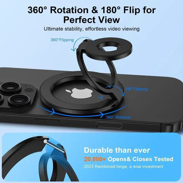 Alt view image 3 of 7 - Magnetic Phone Ring Holder for MagSafe Gym Phone Grip Stand Finger Ring Kickstand Dual-Sided Magnetic Stand for iPhone 17 16 Pro Max 16e 15 14 13 12 Pro Max,Samsung,Compatible for Wireless Car Mount