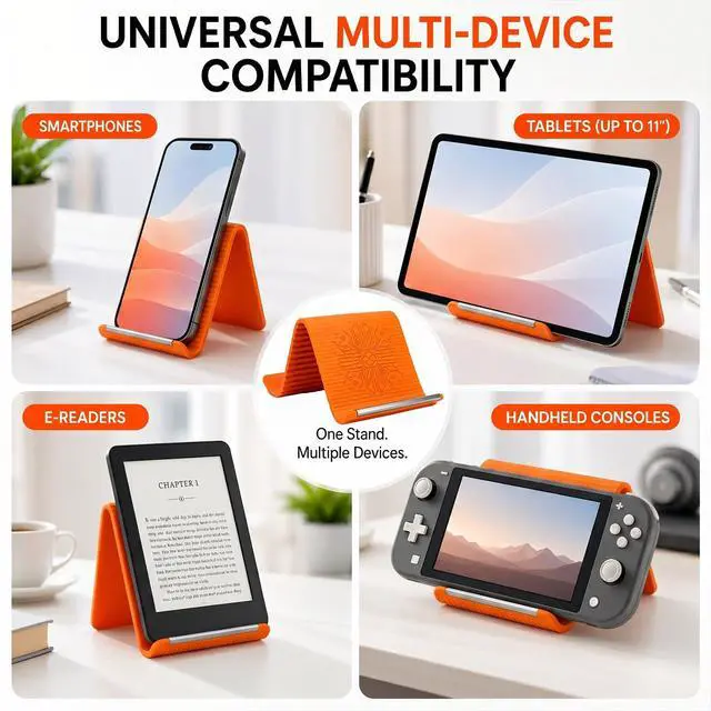 Alt view image 4 of 7 - Airplane Phone Holder, Portable Foldable Silicone Aluminum Phone Holder,Textured Non-Slip Surface Flexible Silicone Tablet Stand 0.12" Ultra-Thin Desktop Mount for Home Office Travel Treadmill