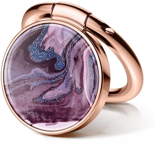 Main image of Marble Cell Phone Ring Holder, Metal Kickstand Grip 360° Rotation Compatible with iPhone 17/16/15/14/Pro Max/Air/Plus Series & Galaxy S25/S24 Ultra and Other Phones (Quicksand/Purple)