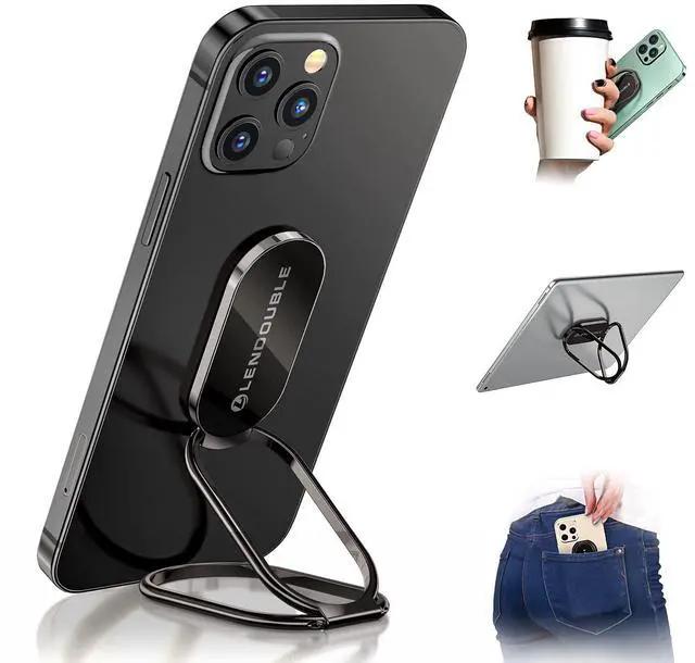 Main image of Phone Ring Holder Finger Kickstand, 360 Rotation Foldable Ultra-Thin Metal Cell Phone Back Hand Grip for Magnetic Car Mount & Office Desktop, Adjustable Cellphone Stand for iPhone 16 iPad Smartphones