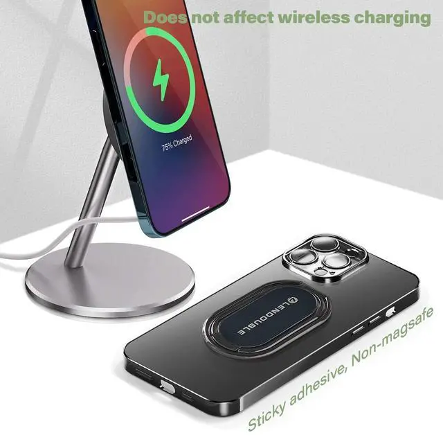 Alt view image 6 of 7 - Phone Ring Holder Finger Kickstand, 360 Rotation Foldable Ultra-Thin Metal Cell Phone Back Hand Grip for Magnetic Car Mount & Office Desktop, Adjustable Cellphone Stand for iPhone 16 iPad Smartphones