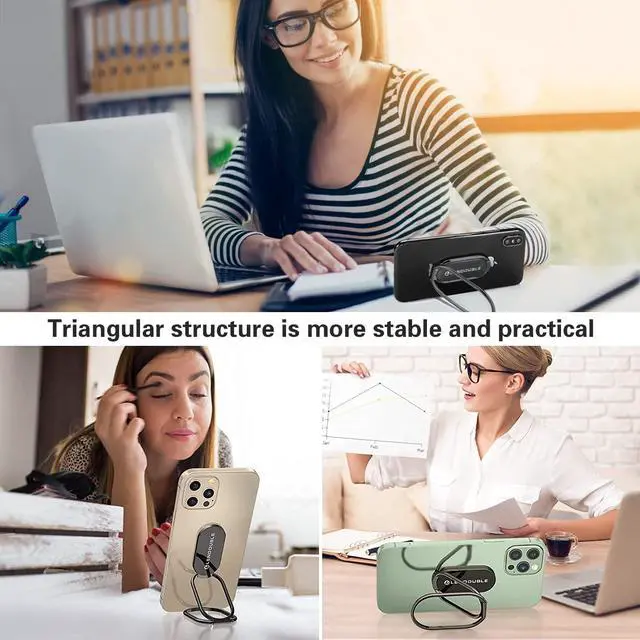 Alt view image 2 of 7 - Phone Ring Holder Finger Kickstand, 360 Rotation Foldable Ultra-Thin Metal Cell Phone Back Hand Grip for Magnetic Car Mount & Office Desktop, Adjustable Cellphone Stand for iPhone 16 iPad Smartphones