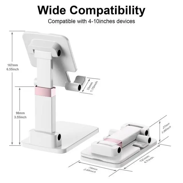 Alt view image 6 of 7 - Phone Stand for Desk Cellphone Holder Height Angle Adjustable Stands, Anti-Slip Base, Compact Design for iPhone Android Devices,Black,1Pack