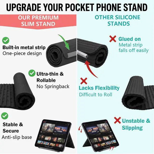 Alt view image 3 of 7 - Treadmill Foldable Silicone Aluminum Phone Stand, Adjustable Anti-Slip Flexible Silicone Phone Holder, Folded into Any Shape, Airplane Cellphone Holder for Seat Back,Office Travel (Black)