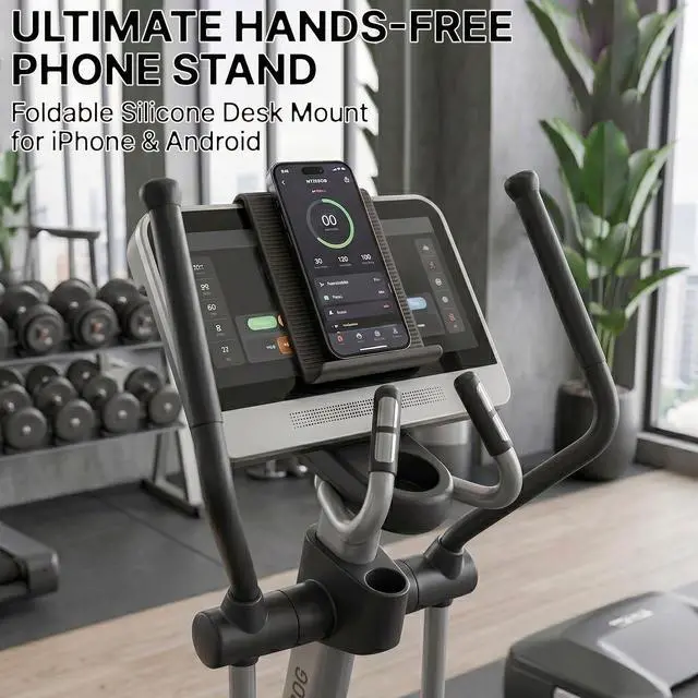 Alt view image 7 of 7 - Treadmill Foldable Silicone Aluminum Phone Stand, Adjustable Anti-Slip Flexible Silicone Phone Holder, Folded into Any Shape, Airplane Cellphone Holder for Seat Back,Office Travel (Black)