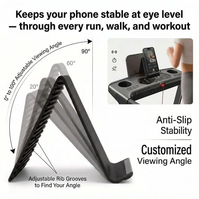 Alt view image 4 of 7 - Treadmill Foldable Silicone Aluminum Phone Stand, Adjustable Anti-Slip Flexible Silicone Phone Holder, Folded into Any Shape, Airplane Cellphone Holder for Seat Back,Office Travel (Black)