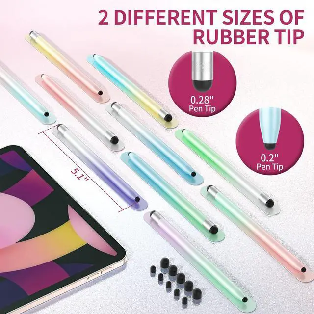 Alt view image 5 of 7 - Stylus Pen for Touchscreen, 10Pcs High Sensitivity & Precision Capacitive Stylus Pen for iPad, iPhone, Android Smartphone, Tablets and All Universal Touchscreen Devices (10 Gradient Colors)